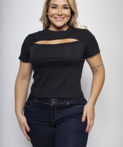 Plus Size Cut Out Crew Neck Tee