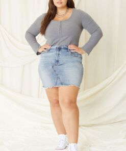 PS Denim Skirt w/Fringed Hem