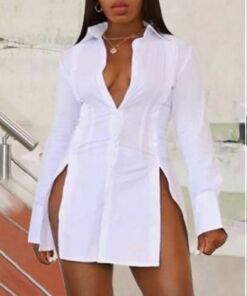 Button Design Slit Side Shirt
