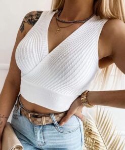 High Waist V Neck Crop Top