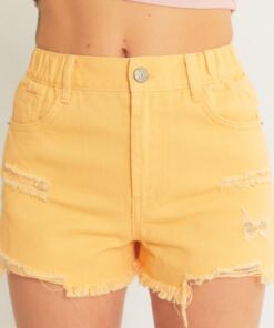 Ripped Raw Hem Shorts