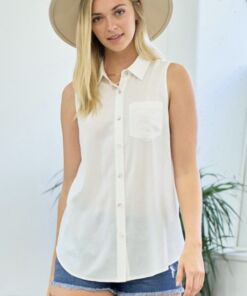 Sleeveless Button Down Top