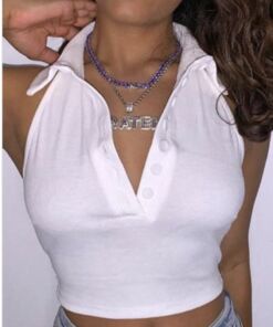Collared Crop Top