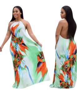 Blue Green & Orange Maxi Dress