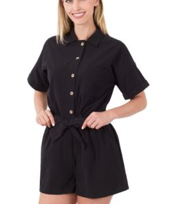 Button Down Romper w/Belt