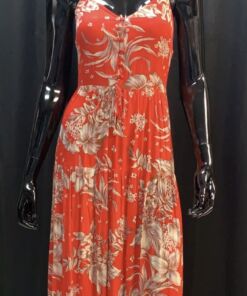 Red Floral Tie Waist Dress