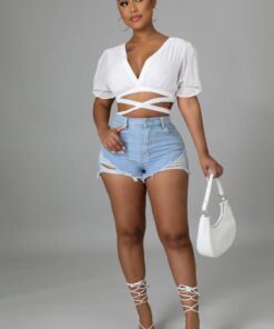 Distressed Denim Shorts