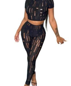 2PC Round Neck Mesh Set
