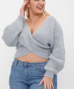 Cross front crop sweater