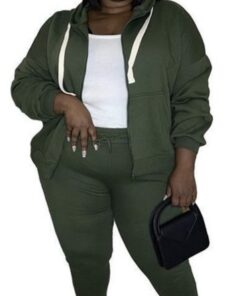 Plus Solid Hoodie Set
