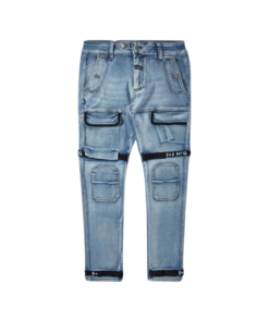 8&9 Faded Blue Denim Strapped Utility Utility Jeans