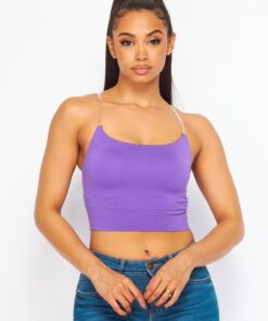 Sleeveless Crop Top with Clear Straps