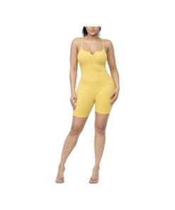 Ribbed Spaghetti Strap Romper