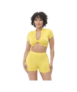 Knit 2 pc  Cropped Top Short Set