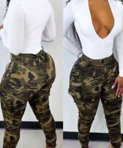 Pencil Leg Camo Pants w/Belt