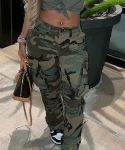 Camo Straight Leg Cargo Pants